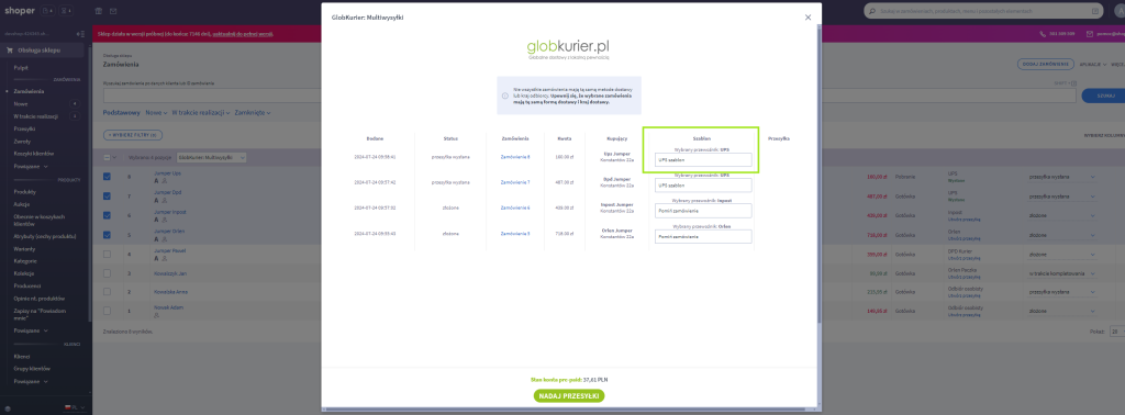 Shoper model multiwysyłki